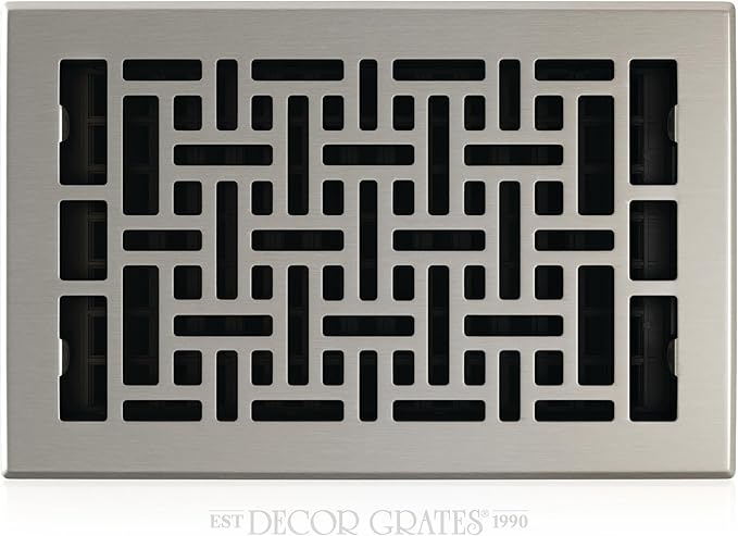 Decor Grates AJH610-NKL Oriental Floor Register, 6-Inch by 10-Inch, Brushed Nickel