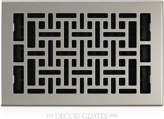 Decor Grates AJH610-NKL Oriental Floor Register, 6-Inch by 10-Inch, Brushed Nickel