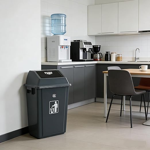 4 Packs 13 Gallon Commercial Heavy-Duty Trash/Garbage Can, Swing Lid Waste Container for Home/Garage/Kitchen/Outdoor/Driveway