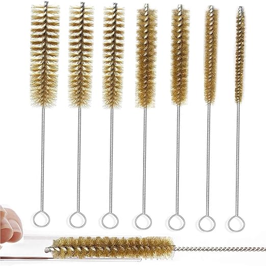 Generic 7pcs Brass Wire Tube Brush Set,Bottle Brushes for Cleaning f, 11-Inch Long Brass Brushes,Deep Cleaning of Matel,Pipes, Bottles, Keyboards, Glass and More, Gold