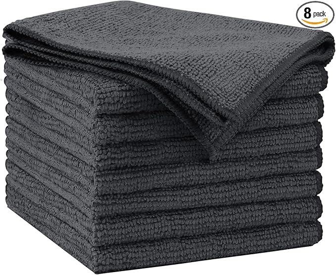 AIDEA Microfiber Cleaning Cloth Grey 8PK, Microfiber Towels for Cars, Premium Car Cloths, Dusting Cloth Lint Free Cleaning Rags for SUVs, House, Kitchen, Window, Workshops,11.5×11.5"