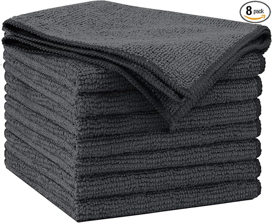 AIDEA Microfiber Cleaning Cloth Grey 8PK, Microfiber Towels for Cars, Premium Car Cloths, Dusting Cloth Lint Free Cleaning Rags for SUVs, House, Kitchen, Window, Workshops,11.5×11.5"