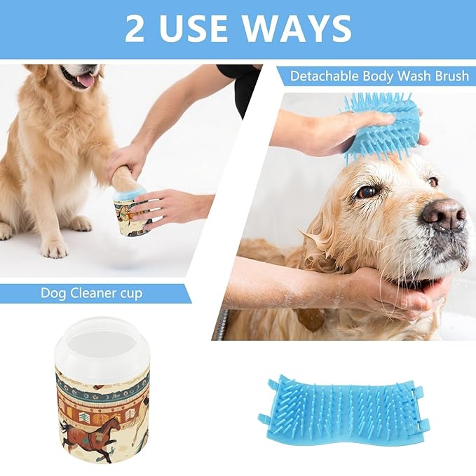 Dog Paw Cleaner Cups for Dogs Pet Foot Washer Paw Scrubber for Medium Small Dogs Cats Cleaning Cup Native Indian Tribal Horses
