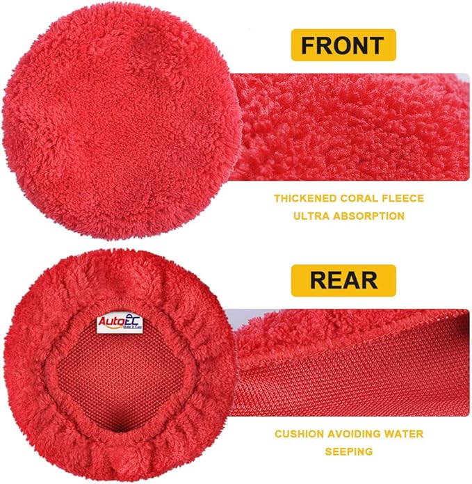 Car Windshield Cleaning Tool Bonnets - 6 Pack, 5” Windshield Cleaner Wand Cloths Replacement Pads Thickened Red Coral Fleece Car Window Glass Cleaner Bonnets