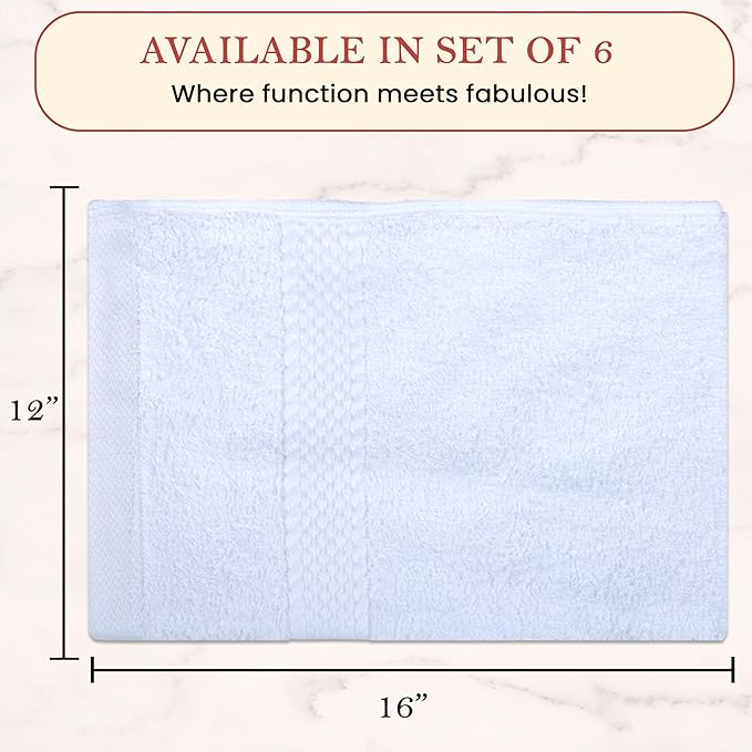 Vintage Vista 100% Cotton Dish Cloths (Pack of 6) - Dish Rags for Washing Dishes - Reusable & Highly Absorbent Kitchen Towels - Kitchen Rags for Christmas - (12" x 16" - White)