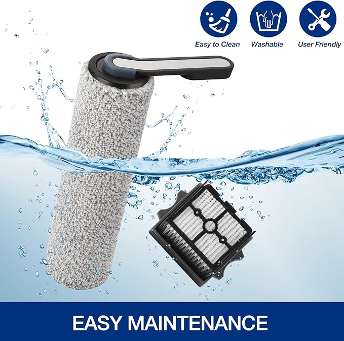 S5 Combo Only, Replacement Brush Roller for Tineco Floor ONE S5 Combo Cordless Wet Dry Vacuum Cleaner Accessories, 2 Brush Roller, 2 HEPA Filters