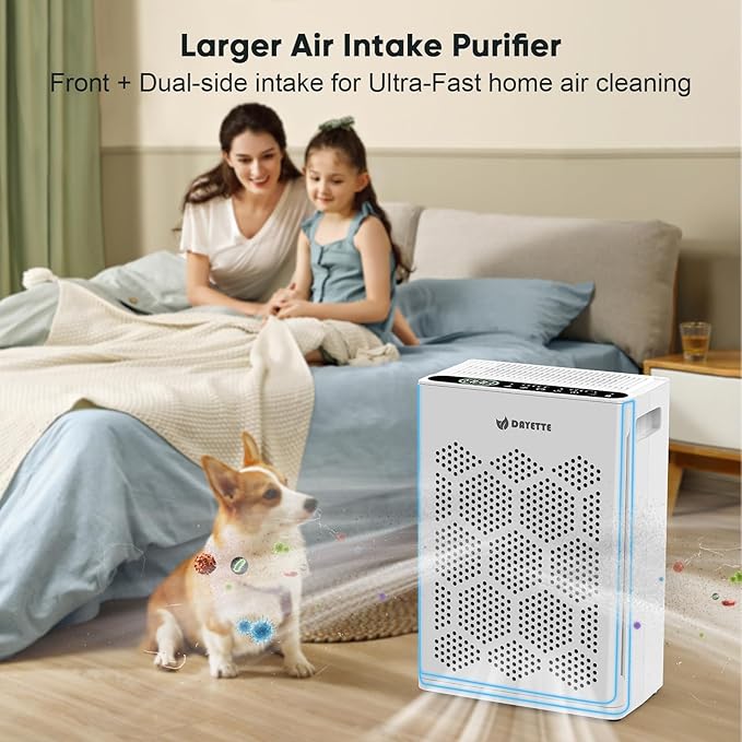 Air Purifiers for Home Large Room Up to 2400 Ft² with HEPA 14 Filter, DAYETTE Pet Air Purifier with Washable Prefilter for Bedroom with Fragrance, Air Cleaner for Smoke Dust Pollen Pets Hair Odor