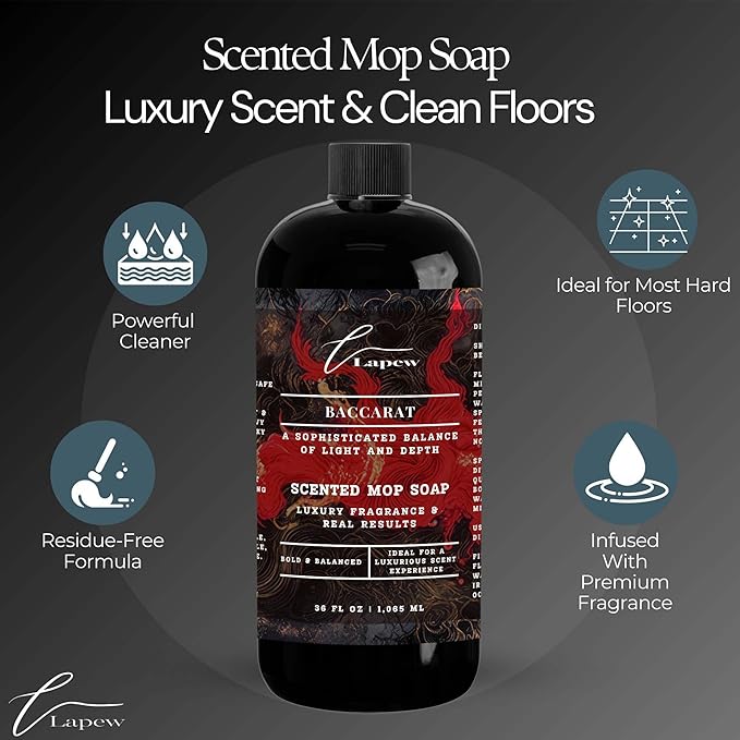 Luxury Floor Cleaner, Scented Mop Soap Concentrate | Hard Floor Cleaner for Tile, Vinyl, Laminate, LVP & Sealed Hardwood | Low-Foam, Streak-Free | 36 oz | Baccarat