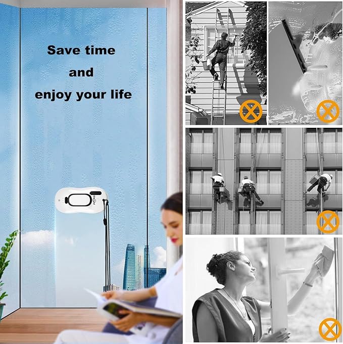 Window Cleaning Robot Vacuum with Ultrasonic Water Spray and Remote Control for Indoor Outdoor High Windows Glass, Tiles