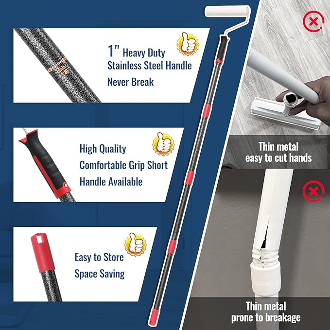 Lint Rollers for Pet Hair Extra Sticky, 9.45" Wide Large Lint Roller, 240 Adhesive Sheets Rollers, 65" Long Handle Sticky Mop for Carpets, Floor, Couch, Bed Sheets, Home Cleaning, Loving Pet Owners