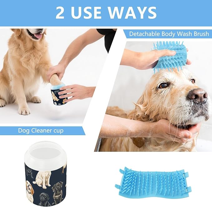 Dog Paw Cleaner Cups for Dogs Pet Foot Washer Paw Scrubber for Medium Small Dogs Cats Cleaning Cup Cute Dogs Dark Blue