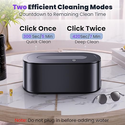 Ultrasonic Jewelry Cleaner, 48KHz Professional Ultrasonic Cleaner for Eyeglasses, Rings, Retainers, Dentures, 30W Jewelry Cleaner Ultrasonic Machine with Dual Cleaning Modes, Digital Timer