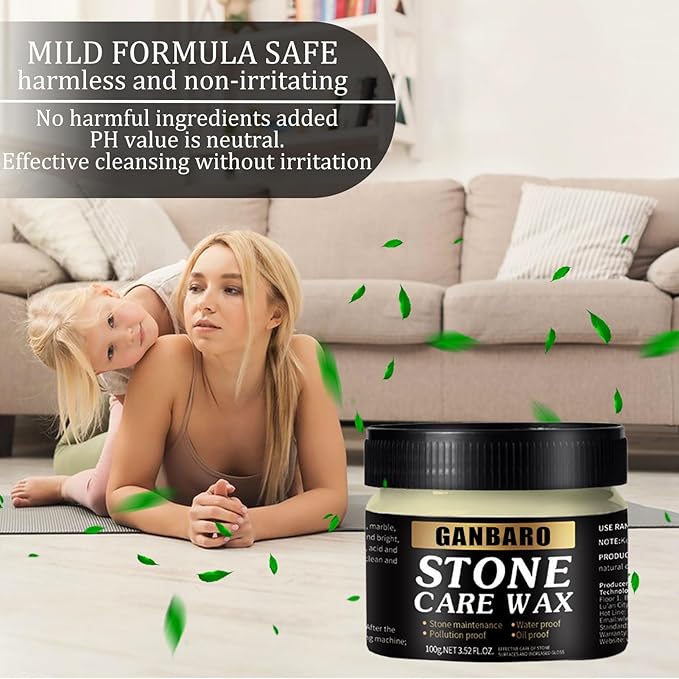 Granite Cleaner and Stone Polish Care Wax 3.5 oz Restores Shine and Nourishes Stone Surfaces - Suitable for Granite Countertops and Quartz - Floor Wax for Long-lasting Brilliance 100 g