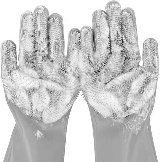 Pecute Pet Grooming Gloves: Heat-Resistant Silicone Gloves with High-Density Teeth for Enhanced Massaging and Bathing of Dogs and Cats