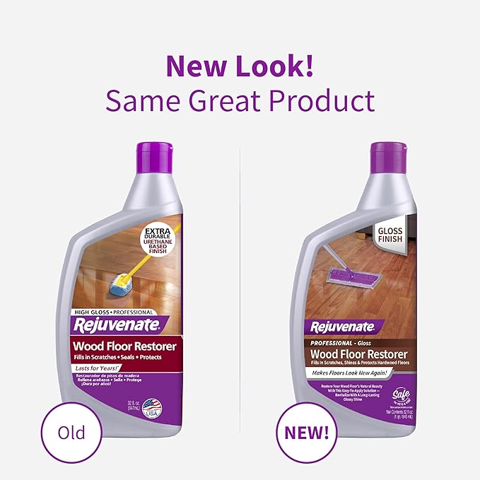 Rejuvenate Professional Wood Floor Restorer Fills Scratches, Shines And Protects Wood Flooring For A High Gloss Shine, 32 Ounces, 6 Pack