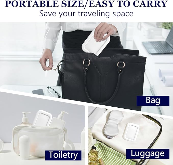 Leak Proof Silicone Travel Soap Case with Draining Tray - Bar Soap Holder for Travel, Gym & Camping - Mess-Free Portable Soap Container for Carry-on Bags (White)