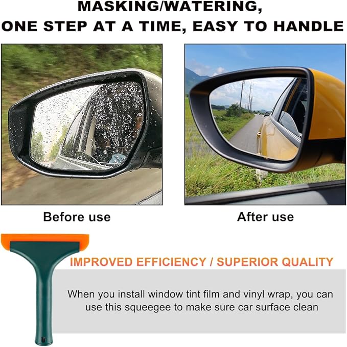 Small Silicone Window Squeegee, 5.9 Inch Car Windshield Water Blade Squeegee with Non-Slip Handle, All-Purpose Cleaning Squeegee for Car Windshield, Window, Mirror (Black Green)