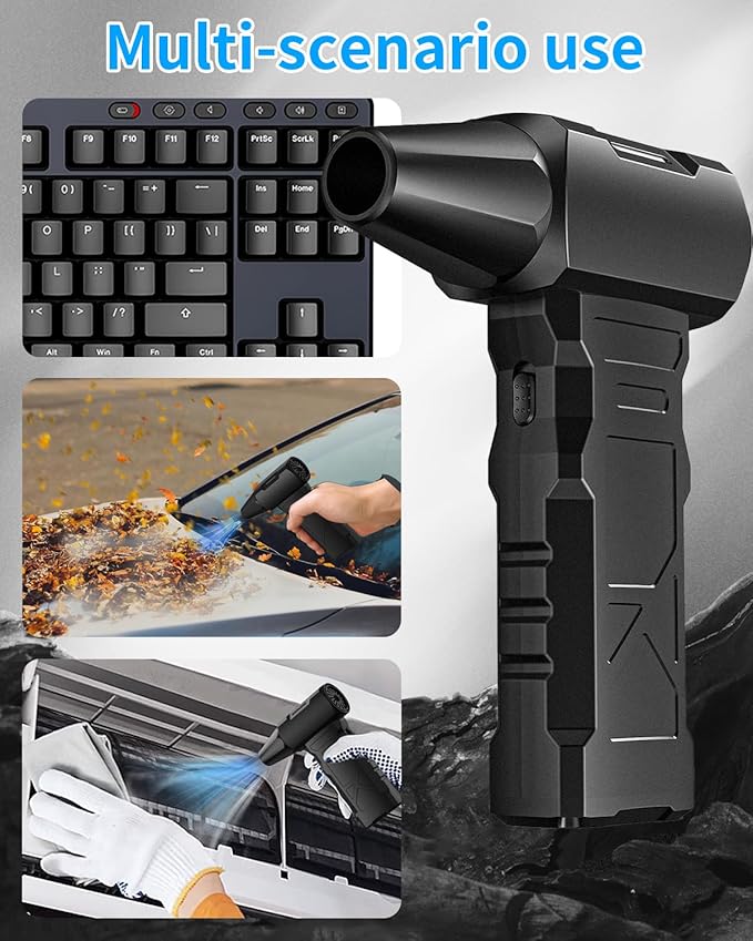 Electric Compressed Air Duster, Rechargeable Portable Air Duster for PC Computer, Cordless Handheld Air Blower with Speed Adjustable Knob, Mini Air Duster for Keyboard, Outdoor Cleaning