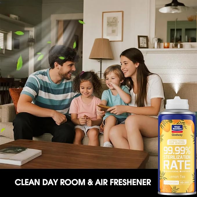 Glodway Air Refresher,Odor Eliminator Remover Spray,Odor Remover,Lemon Long-Lasting Scent For Home,Couch,Mattress,Furniture, bathroom,Fabrics & Trash,6 Ounce,4 pack