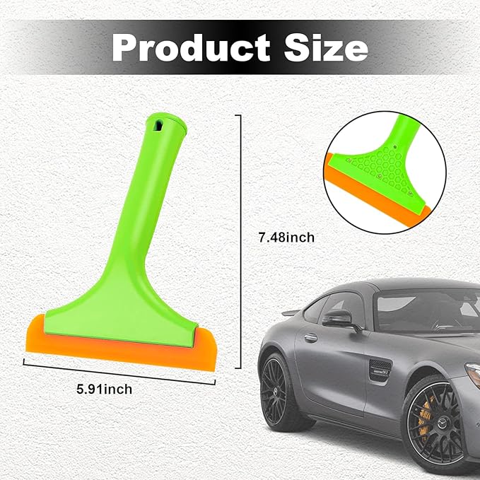 Ziciner Small Silicone Window Squeegee, Car Windshield Water Blade Squeegee, Multifunctional Auto Squeegee with 5.9 Inch Blade and Non-Slip Handle for Car Window, Mirror, Home Cleaning (Light Green)