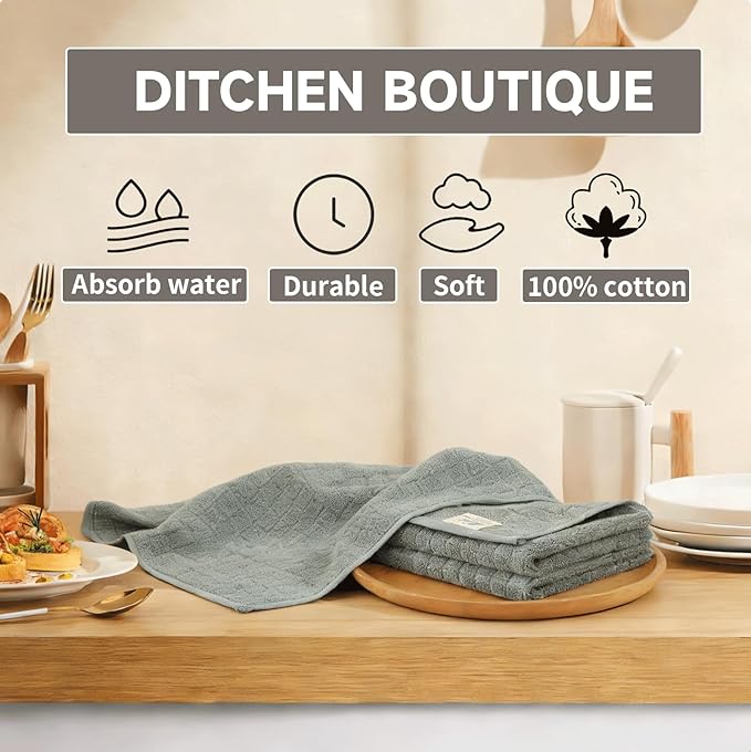 100% Cotton Kitchen Dish Cloths Set (8 Pack) – 13 x 13 Inches Ultra Soft Absorbent Dish Towels for Washing Dishes Scrubbing Dish Cloths Sets