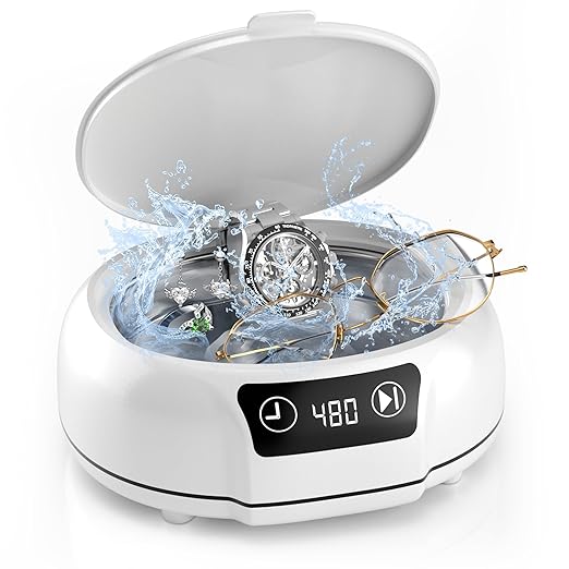 kunphy Ultrasonic Jewelry Cleaner, 700ml(24.5 0z) 48KHz Jewelry Cleaner Machine with 3 Digital Timers, Ultrasonic Cleaning Machine for Glasses, Rings, Diamond, Necklaces