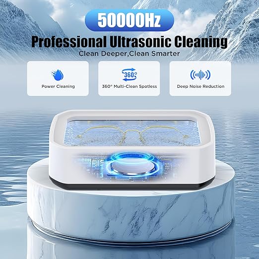 2026 Upgrade Ultrasonic Jewelry Cleaner, 50khz Large Capacity Ultrasonic Cleaner for Jewelry, Ring, Eyeglasses, Watch Strap&Dentures, Five Cleaning Modes, 304 Stainless Steel, Gift for Wife, Mom