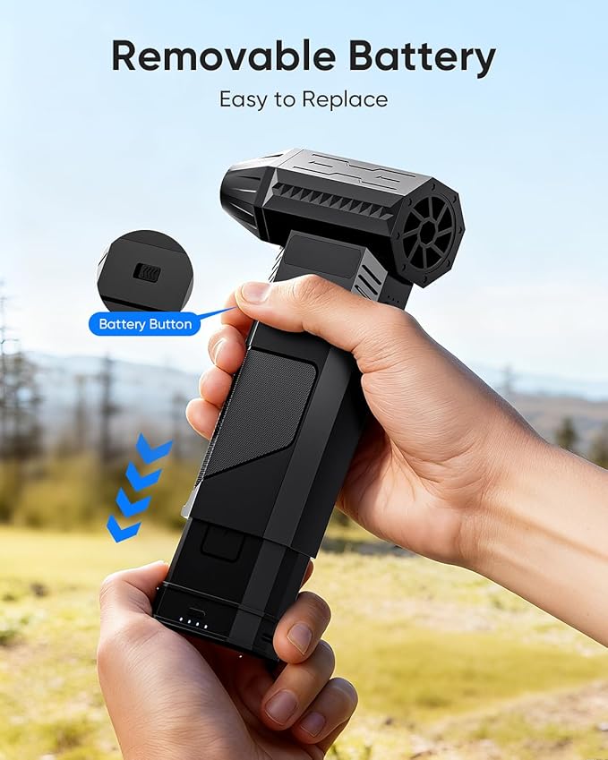 COSANO F3 Electric Air Duster with 2 Magazine-Style Batteries, 220g+ Strong Airflow, 2 Magnetic Nozzles, 3-Speed Cordless Blower with LED, Electric Inflator, Keyboard Duster for PC, Car & Electronics