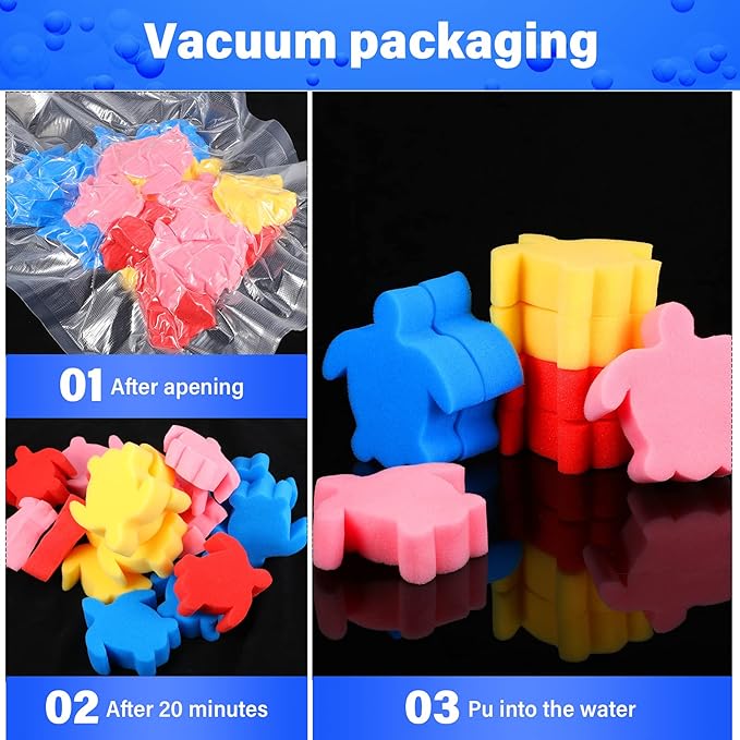 Chuangdi 24 Pieces Hot Tub Sponge, Turtle Oil Scum Absorbing Absorber for Spa and Swimming Pool (Blue, Red, Yellow, Pink)