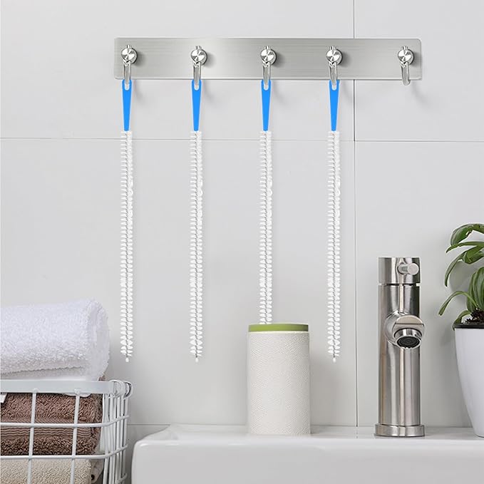 4 Pack Flexible Drain Cleaning Brush, 23.6inch Long Drain Clog Remover Tool with Nylon Bristles Rust-Resistant Sink Unblocker Tool for Toilet Kitchen Shower Sewer Tub