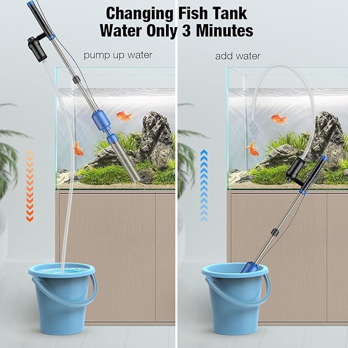 bedee Aquarium Vacuum Gravel Cleaner, 24W Electric Fish Tank Cleaner Vacuum, 6 in 1 Multifunctional Aquarium Cleaner for Automatic Water Change, Wash Sand, Water Circulation and Timed Off