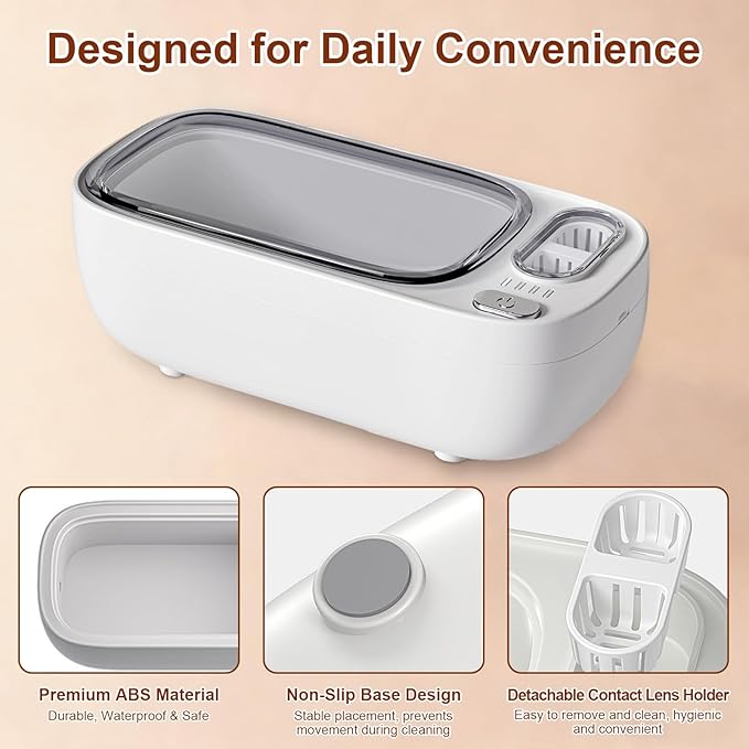 Ultrasonic Jewelry Cleaner,49KHz Professional Ultrasonic Cleaner for Eyeglasses,4 Modes Digital Timer,2 storehouse Ultrasonic jewelry cleaner for Glasses, Retainer, Watch Strap,Dentures