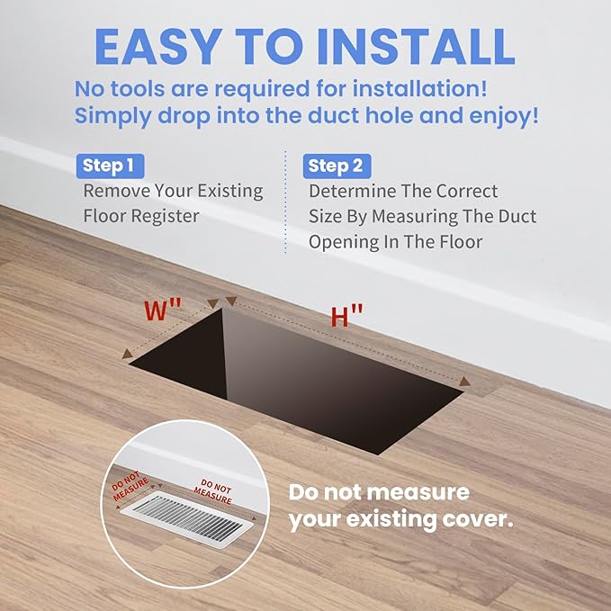 2x12 Inches 2 Pack Heavy Duty Walkable Floor Register Easy Adjust Air Supply Lever Floor Vents - Seattle Design - Vent Cover for Home Floor - Antique Brass
