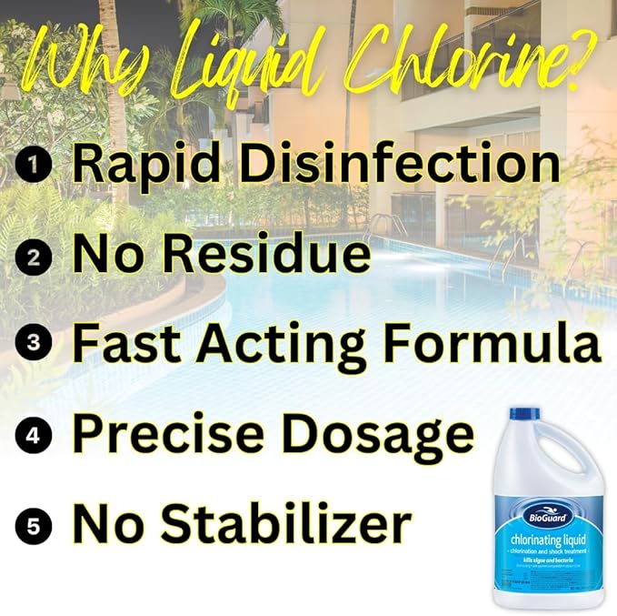 BioGuard Chlorinating Liquid (4-Pack) - Swimming Pool & Spa Liquid Shock Treatment - Raises Chlorine - 4 Gallons