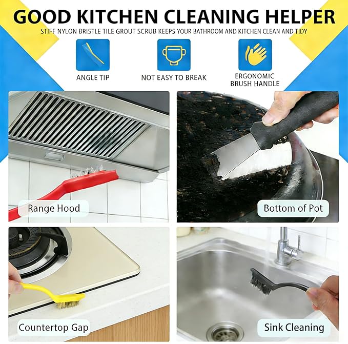 6Pcs Hard Bristle Crevice Cleaning Brush - Thin Gap, Small, Grout, Kitchen, Toilet, Bathroom, Sink, Window Cleaning Tools