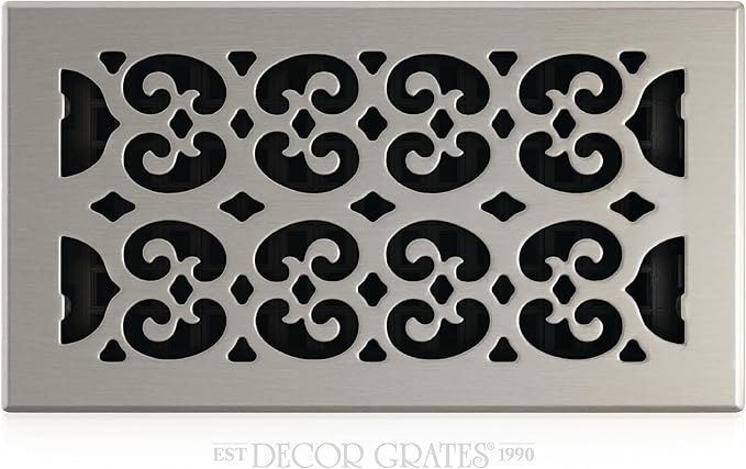 Decor Grates SPH612-NKL Floor Register, 6x12, Nickel Finish