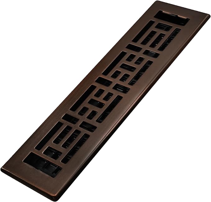 Decor Grates AJH212-RB Oriental Floor Register, 2x12 Inches, Rubbed Bronze Finish