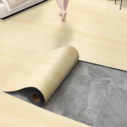 Luxury Thicken Wood Grain Peel and Stick Floor Tiles Self-Adhesive Vinyl Flooring Roll-DIY Easy for Wall and Floor,Hard Surface/Waterproof/Anti Slip (Raw Wood Color, 23.6 "W x 118" L)