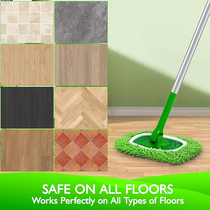 Reusable Microfiber Mop Pads Compatible with Swiffer Sweeper- 8 Pack Dry Sweeping Cloths & Wet Mopping Cloths - Washable Wet Pads Refill for Mopping Floors (Mop is not Included)