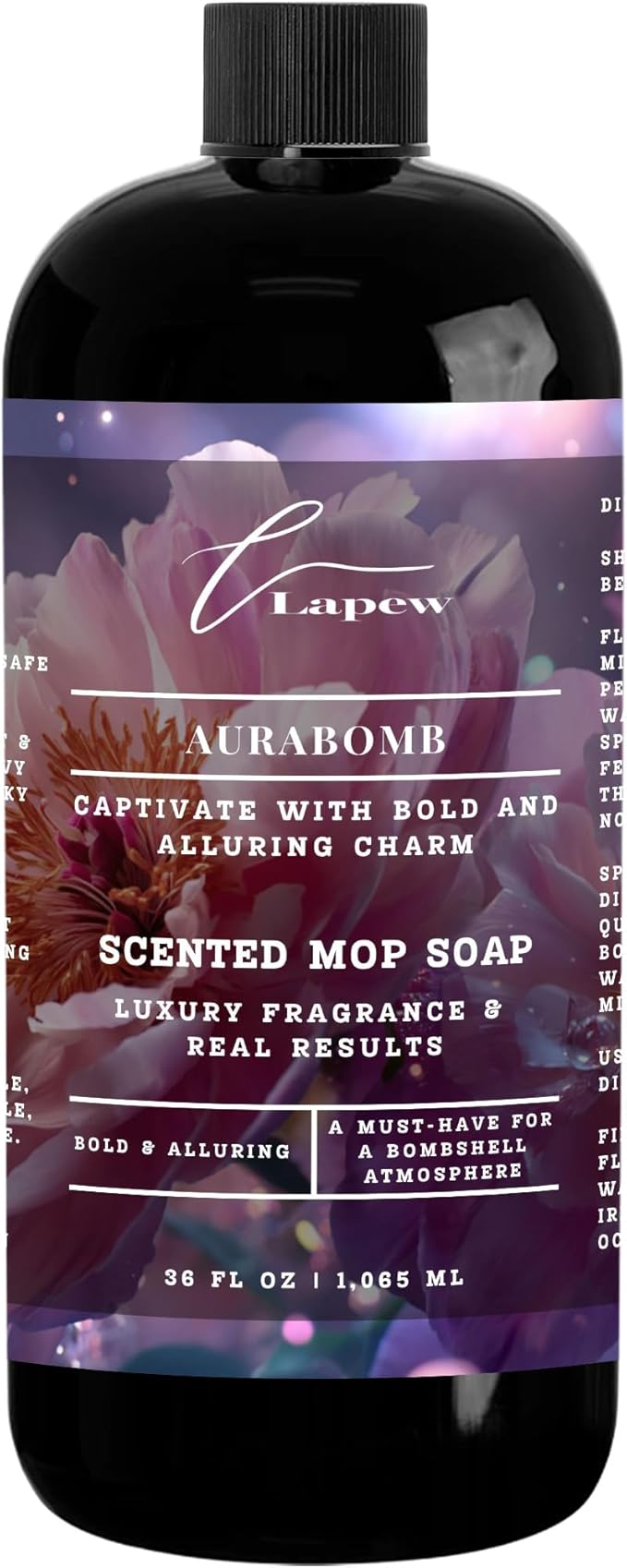 Luxury Floor Cleaner, Scented Mop Soap Concentrate | Hard Floor Cleaner for Tile, Vinyl, Laminate, LVP & Sealed Hardwood | Low-Foam, Streak-Free | 36 oz |Aurabomb