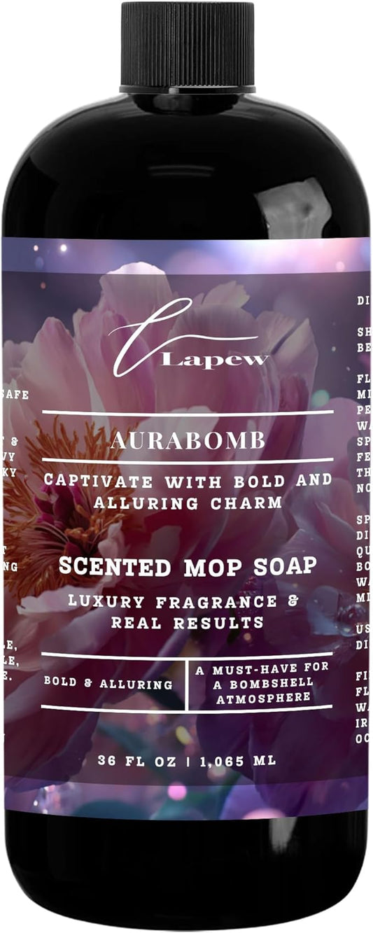 Luxury Floor Cleaner, Scented Mop Soap Concentrate | Hard Floor Cleaner for Tile, Vinyl, Laminate, LVP & Sealed Hardwood | Low-Foam, Streak-Free | 36 oz |Aurabomb