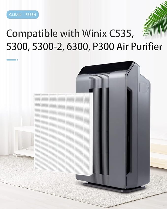 3-Pack C535 Replacement Filter A Compatible with Winix C535, 5300-2, P300, 5300, Repalce 115115, H13 True HEPA Filter