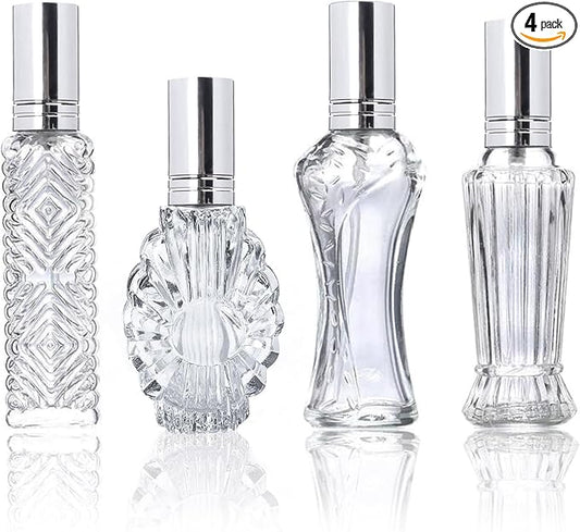 H&D HYALINE & DORA Vintage Refillable Perfume Bottles Glass Empty Spray Bottle Wedding Gifts Car Decor Set of 4