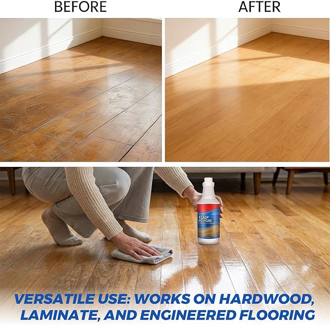 Floor Rescue Cleaner, Floor Repair Polishing Agent for Wood Laminate Tile, Self-Leveling Nano-Fill Refinisher for High-Traffic Areas, No Sanding 5.1 fl oz (150 mL) (3-Pack)