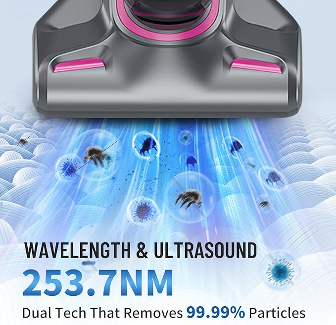 PATO Mattress Vacuum Cleaner, 10KPa Suction with UV-C Light & HEPA Filter, 4-in-1 Bed Cleaner for Sofa, Car, Carpet, Pet Hair