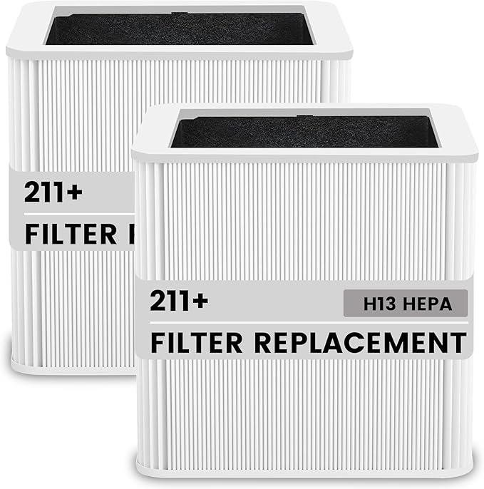 211+ Replacement Filter Compatible with Blue Pure Blue Pure 211+ Air Cleaner Purifier Series, 2 Stage Filtration System of H13 True HEPA and Activated Carbon Filter, (2 Pack)
