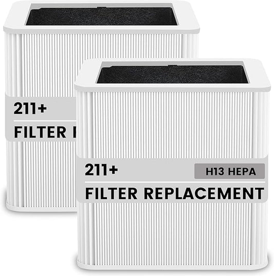 211+ Replacement Filter Compatible with Blue Pure Blue Pure 211+ Air Cleaner Purifier Series, 2 Stage Filtration System of H13 True HEPA and Activated Carbon Filter, (2 Pack)