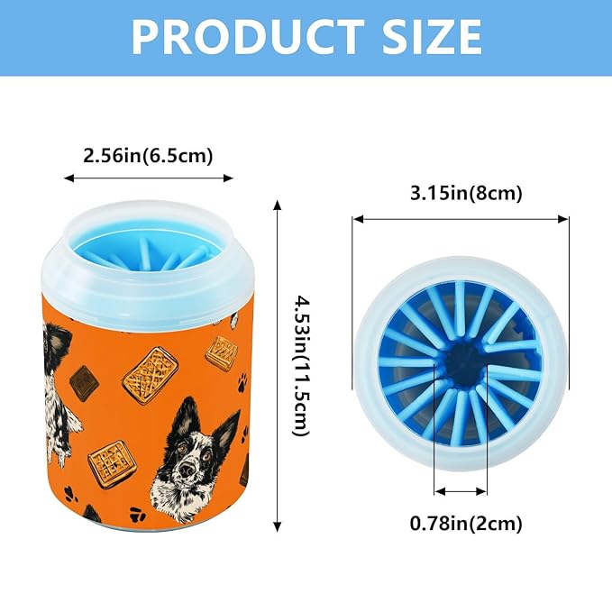 Dog Paw Cleaner Cups for Dogs Pet Foot Washer Paw Scrubber for Medium Small Large Dogs Cats Cleaning Cup Orange Dogs Dog Treats Paw Prints