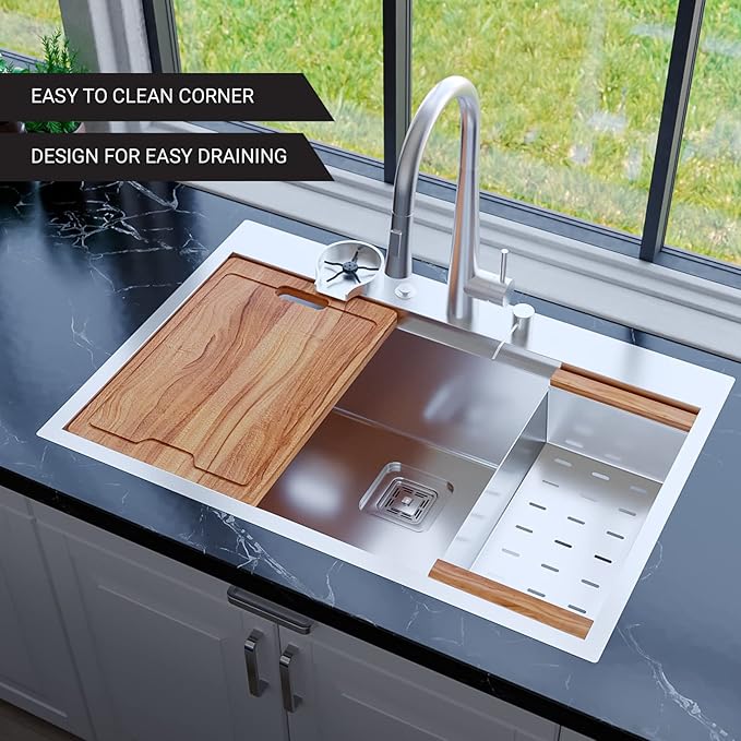 Strictly Sinks Stainless Steel Sink Strainer for Kitchen Sink - Stain Resistant Kitchen Sink Strainer with Large Collection Basket,Sink Drain Strainer for All Square Drain Sinks (Silver)