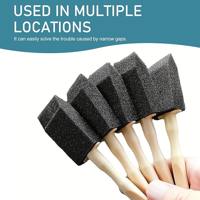 10 PCS Car A/C Vent Cleaning Brushes, 5.51" x 0.98" Sponge Duster with Handle, Scratch-Resistant Car Cleaning Brush, Universal Exterior and Interior Detail Cleaning Tool for Cars (Black)